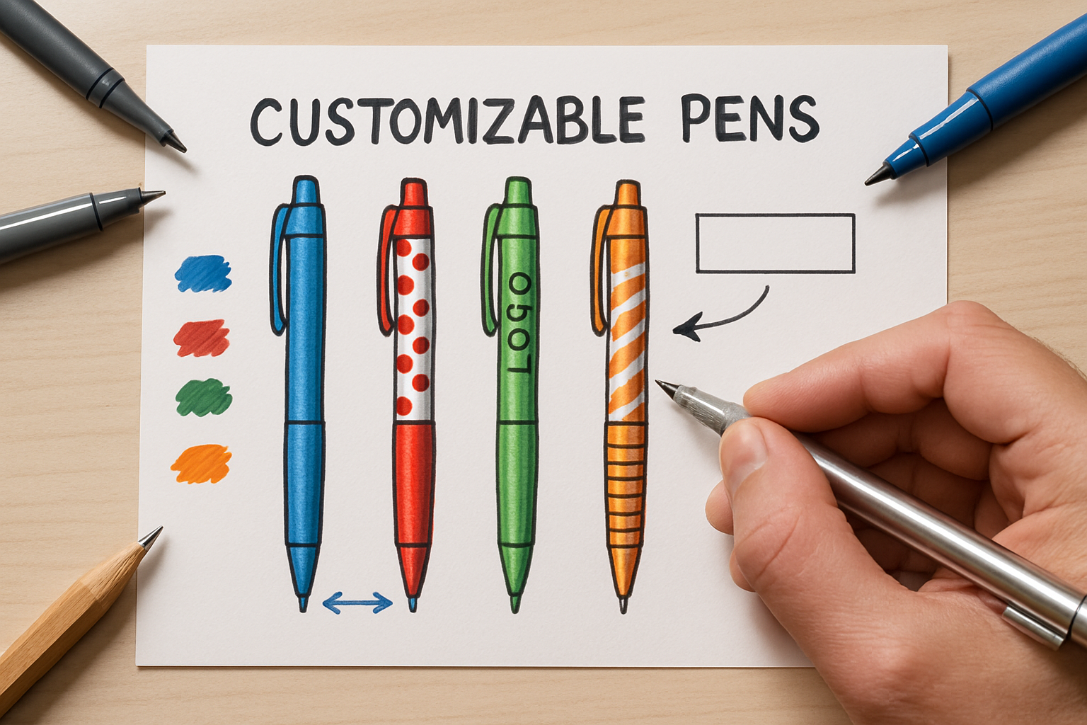 Customisable pens being designed